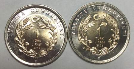 Набор монет 1 лира Турция – Леопард, Благородный олень, 2012