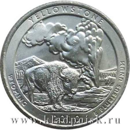 Монета 25 центов Йеллоустонский национальный парк, монетный двор D Монета 25 центов Йеллоустонский национальный парк, монетный двор D