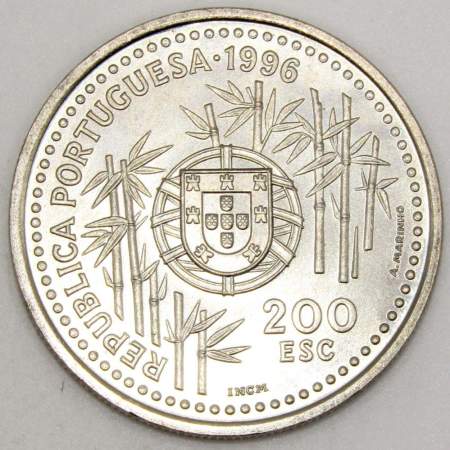 Монета 200 эскудо 1996 года, Португалия, Прибытие португальцев в Китай в 1513 году