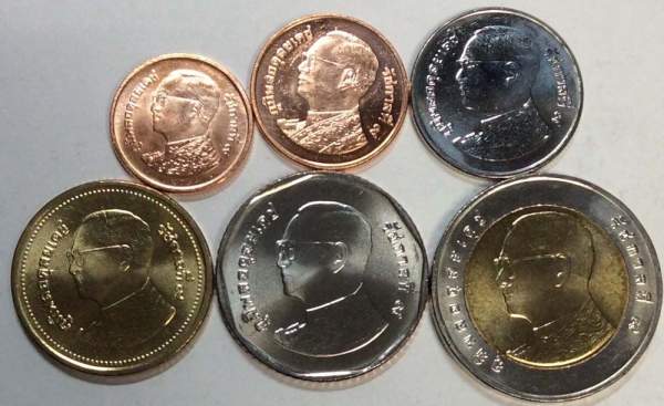 Набор регулярных монет Таиланда 2008-2016 гг. Король Рама IX, 6 монет