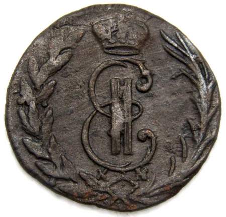 Монета денга 1772 г. КМ. Сибирская монета (Екатерина II) Монета денга 1772 г. КМ. Сибирская монета (Екатерина II)