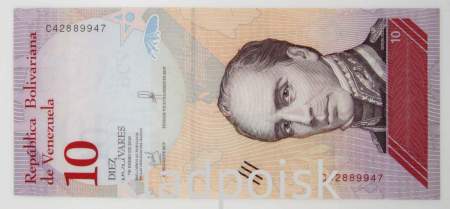 Банкнота 10 боливаров 2018 года Венесуэла, арт 3