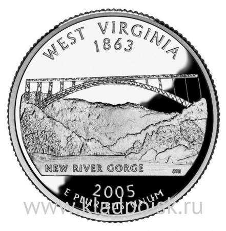 Монета 25 центов Штат Западная Вирджиния