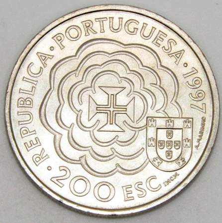Монета 200 эскудо 1997 года, Португалия, 390 лет со дня смерти Бенто ди Гойш