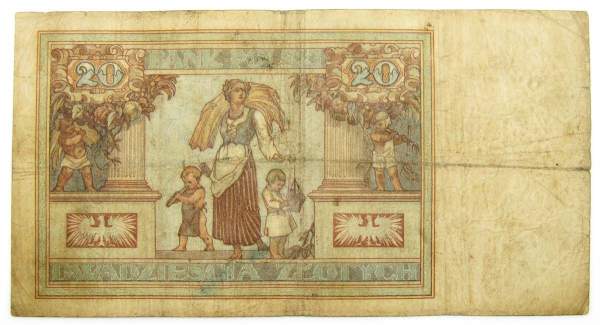 Банкнота 20 злотых 1931 года Польша Банкнота 20 злотых 1931 года Польша