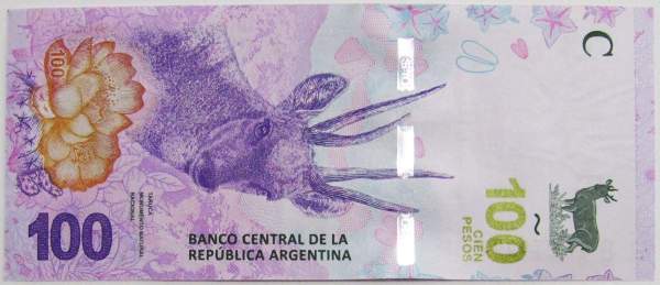 Банкнота Аргентина 100 песо 2018 года