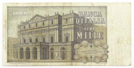 Банкнота 1000 лир 1969 года Италия