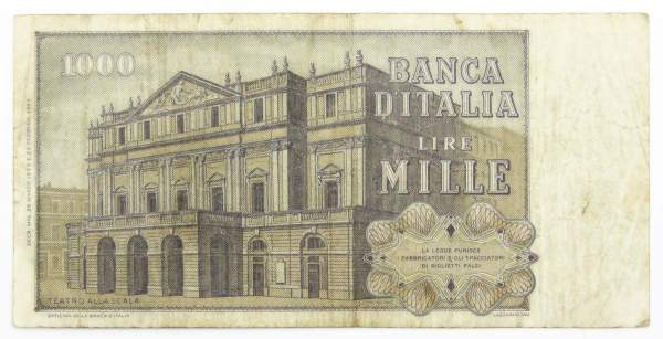 Банкнота 1000 лир 1969 года Италия Банкнота 1000 лир 1969 года Италия