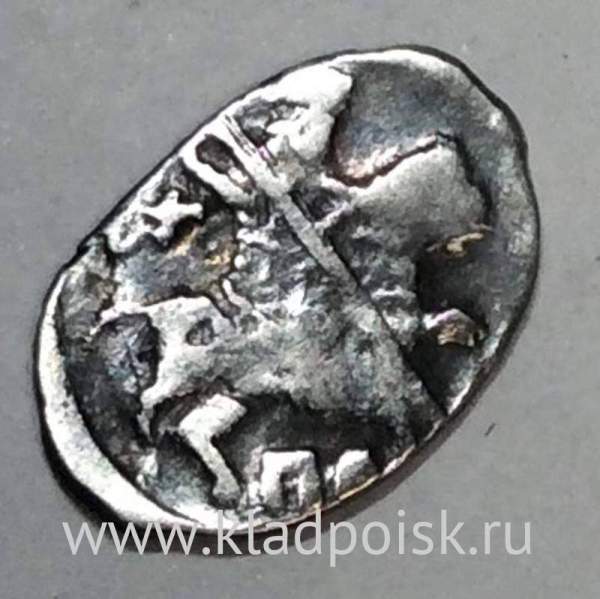 Копейка серебро Михаил Фёдорович (чешуя), 1613-1645 гг. Псковский денежный двор, арт 13 Копейка серебро Михаил Фёдорович (чешуя), 1613-1645 гг. Псковский денежный двор, арт 13