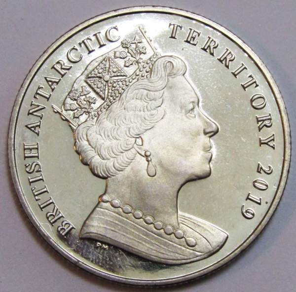 Монета 2 фунта 2019 года Британская Антарктическая Территория, Императорский пингвин