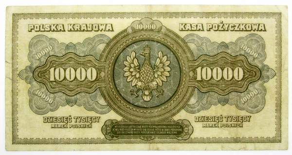 Банкнота 10000 марок польских 1922 года Польша