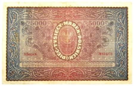 Банкнота 5000 марок польских 1920 года Польша