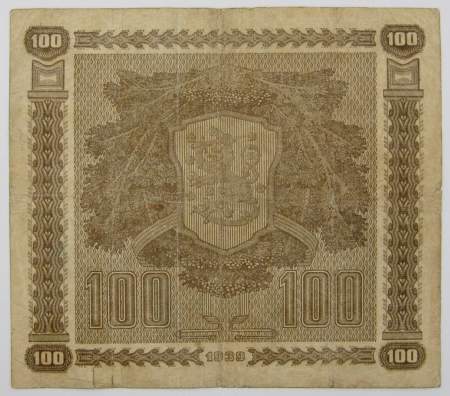 Банкнота 100 марок 1939 года Финляндия