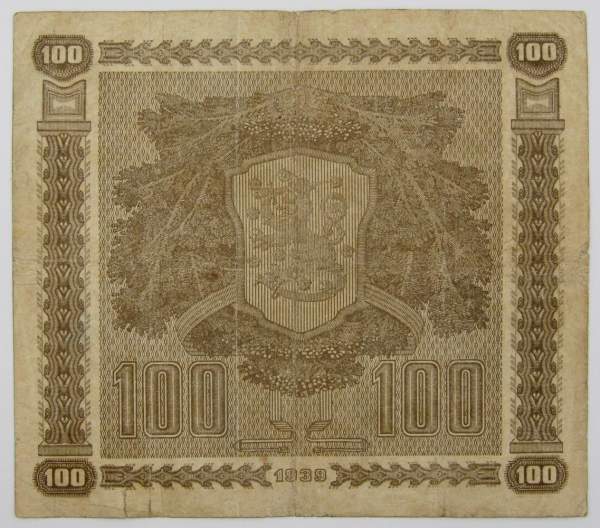 Банкнота 100 марок 1939 года Финляндия