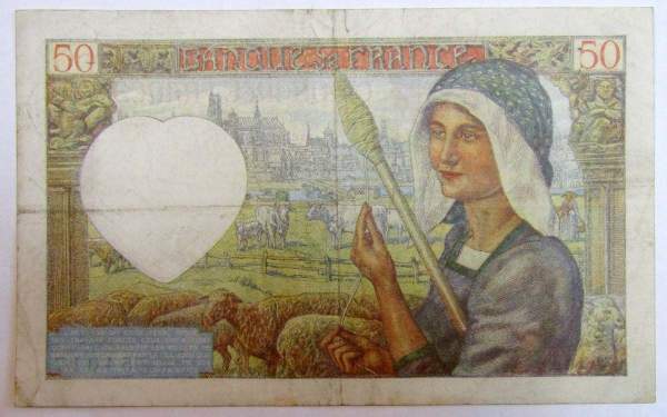 Банкнота 50 франков 1941 года Франция (Жак Кёр)