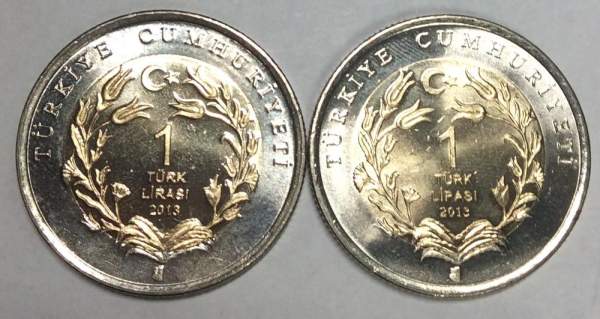 Набор монет 1 лира Турция – Тюлень-Монах, Журавль красавка, 2013