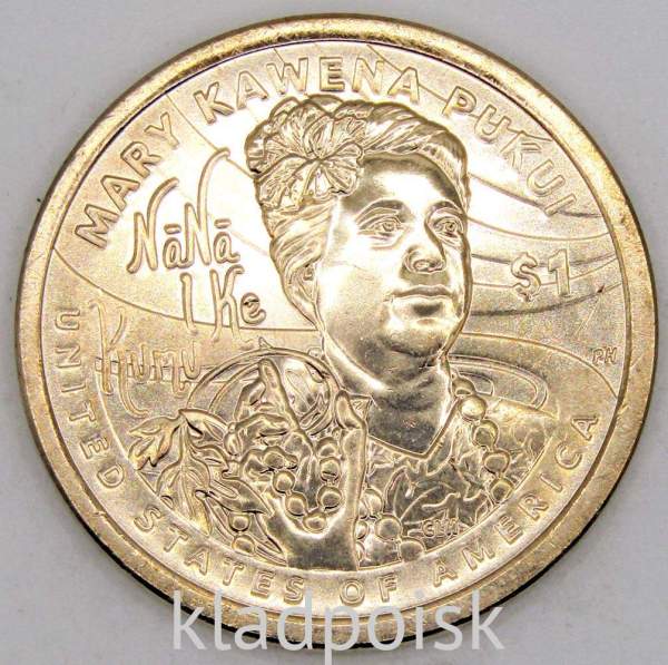 Монета 1 доллар Сакагавея, Мэри Кавена Пукуи, 2025 D Монета 1 доллар Сакагавея, Мэри Кавена Пукуи, 2025 D