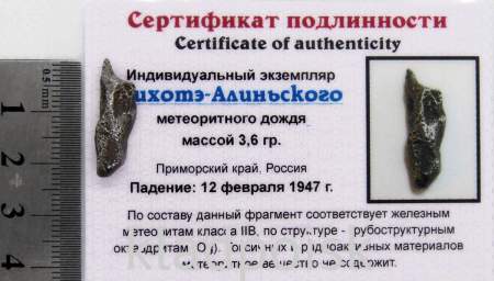 Индивидуальный экземпляр Сихотэ-Алиньского метеоритного дождя (арт 22)
