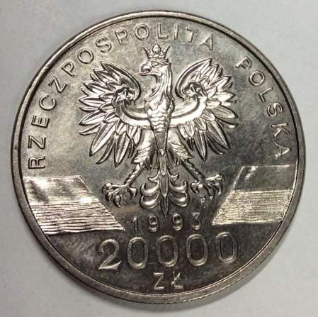 Монета 20000 злотых Польша Ласточка 1993