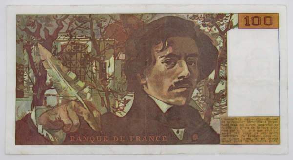 Банкнота 100 франков 1990 года Франция (Делакруа)