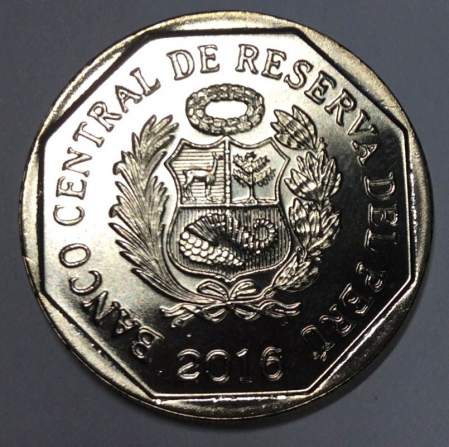 Монета Перу 1 соль Кабеса де Вака, 2016
