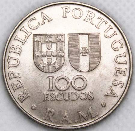 Монета 100 эскудо 1981 года Автономная область Мадейра, Португалия