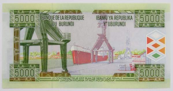 Банкнота 5000 франков Бурунди 2013 года