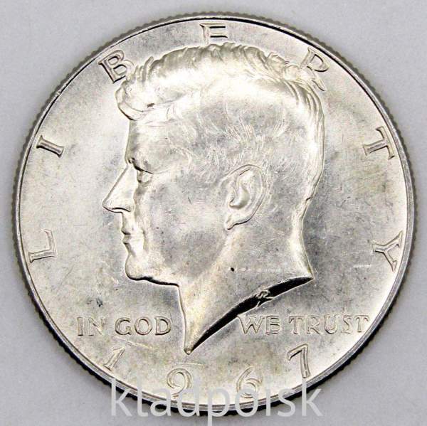 Монета 50 центов США «Кеннеди» 1967 года серебро 400 пробы, арт 2