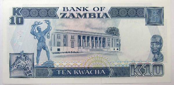 Банкнота Замбия 10 квач 1989-1991 гг. Банкнота Замбия 10 квач 1989-1991 гг.