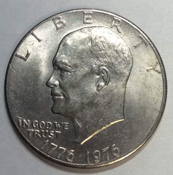 Монета 1 доллар США 1976 года (Доллар Эйзенхауэра или Лунный колокол)