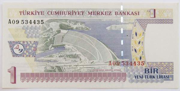 Банкнота 1 лира 2005 года Турция