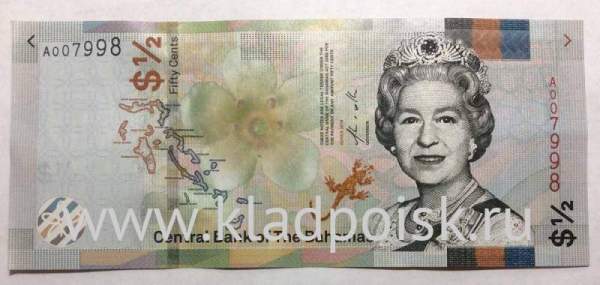 Банкнота Багамские острова 50 центов (1/2 доллара) 2019 года Банкнота Багамские острова 50 центов (1/2 доллара) 2019 года