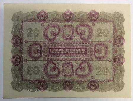 Банкнота 20 крон 1922 года Австрия, арт 3