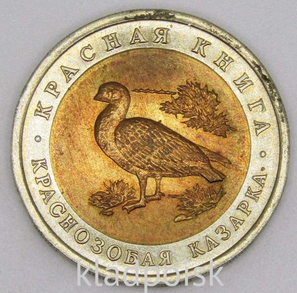 Монета 10 рублей 1992 года Краснозобая казарка серии Красная книга