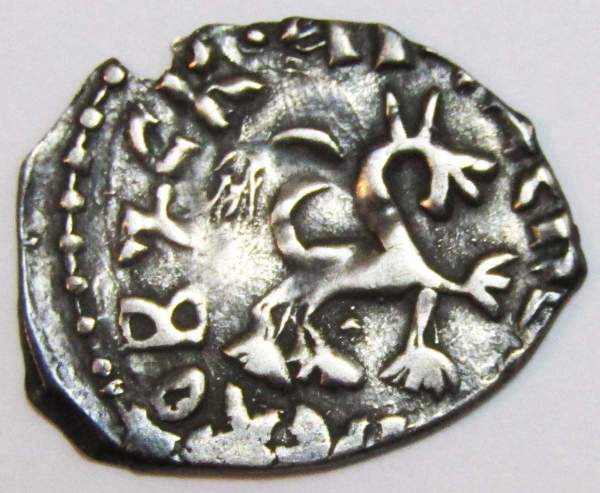 Денга Псковcкая, период самостоятельности, князь Довмонт/барс вправо, серебро, арт 8