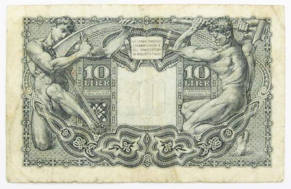 Банкнота 10 лир 1944 года Италия, арт 2