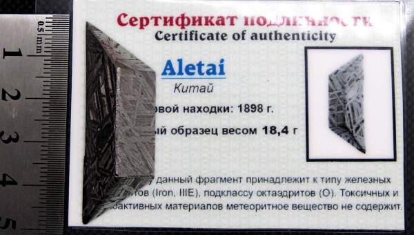 Ограненный осколок метеорита Aletai, арт 13