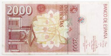 Банкнота 2000 песет 1992 года Испания