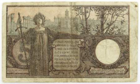 Банкнота 5 лир 1904 года Италия