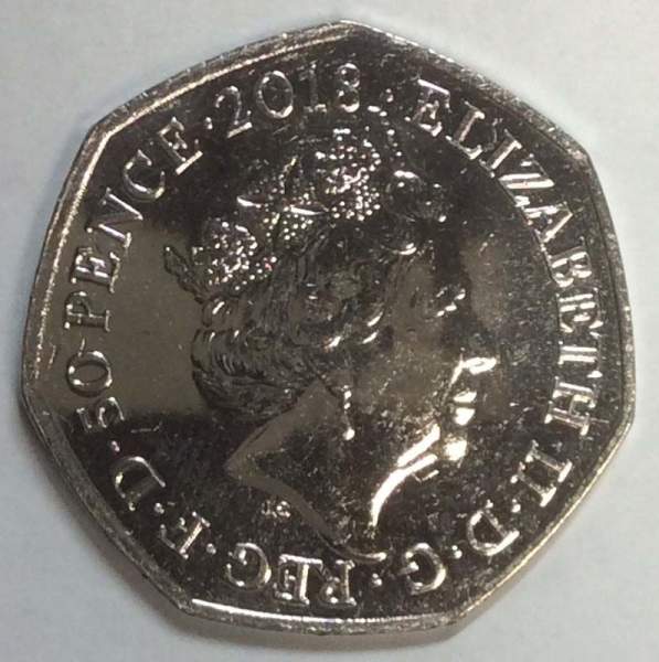 Юбилейная монета 50 пенсов 2018 года Кролик Питер из серии 150 лет со дня рождения Беатрис Поттер