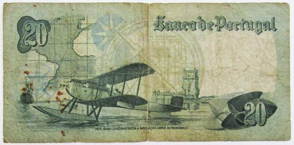 Банкнота 20 эскудо 1978 года Португалия, арт 3 Банкнота 20 эскудо 1978 года Португалия, арт 3