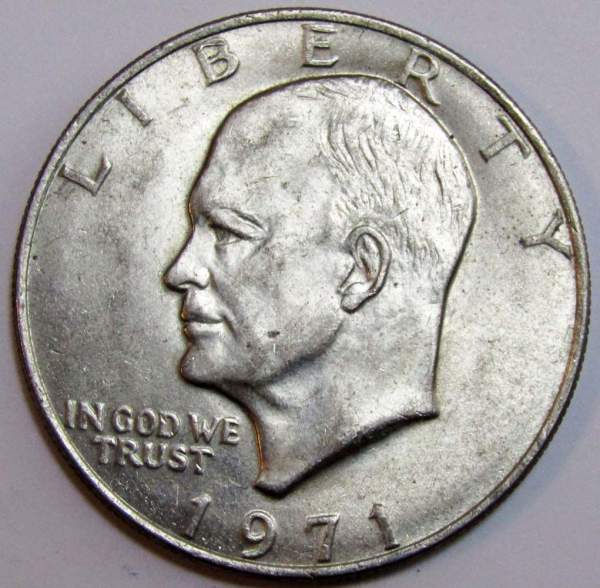 Монета 1 доллар США 1971 года (Доллар Эйзенхауэра или Лунный орёл) P, арт 2 Монета 1 доллар США 1971 года (Доллар Эйзенхауэра или Лунный орёл) P, арт 2