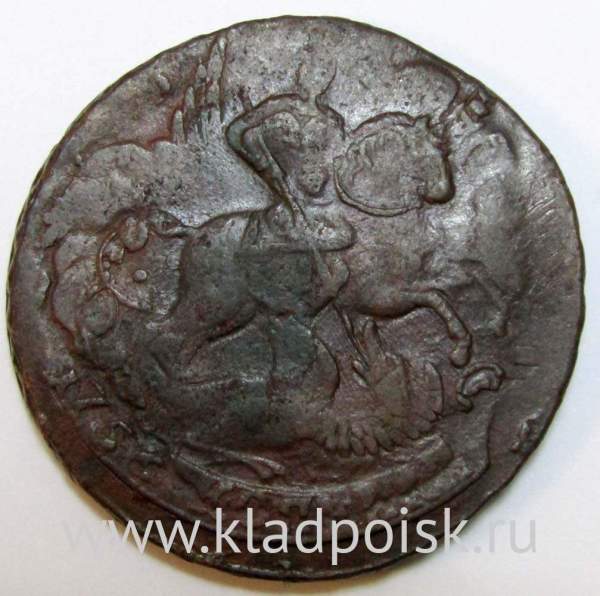 Монета 2 копейки 1759 года, Российская Империя, Елизавета I, Перечекан