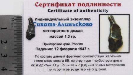 Индивидуальный экземпляр Сихотэ-Алиньского метеоритного дождя (арт 13)