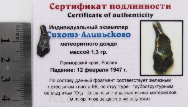 Индивидуальный экземпляр Сихотэ-Алиньского метеоритного дождя (арт 13)