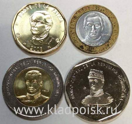 Набор регулярных монет Доминиканской республики 1997-2010 гг., 4 монеты