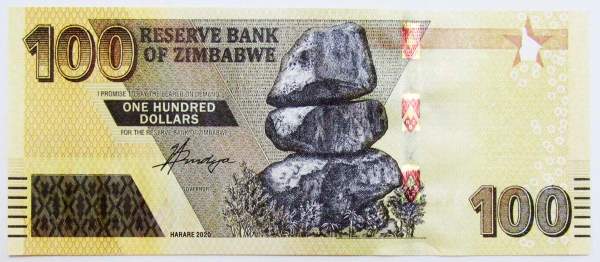 Банкнота Зимбабве 100 долларов 2020 года