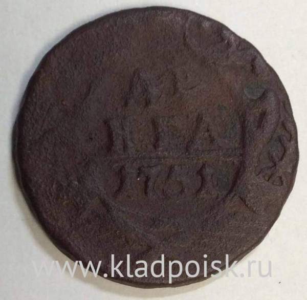 Монета 1 денга 1751 года, Российская Империя, Елизавета I, арт 2 Монета 1 денга 1751 года, Российская Империя, Елизавета I, арт 2