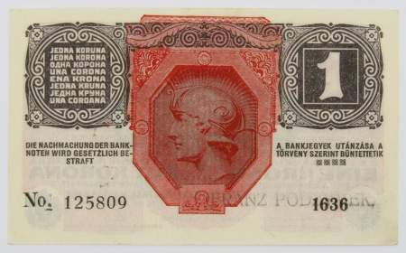 Банкнота 1 крона 1916 года Австрия