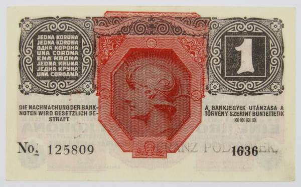 Банкнота 1 крона 1916 года Австрия Банкнота 1 крона 1916 года Австрия